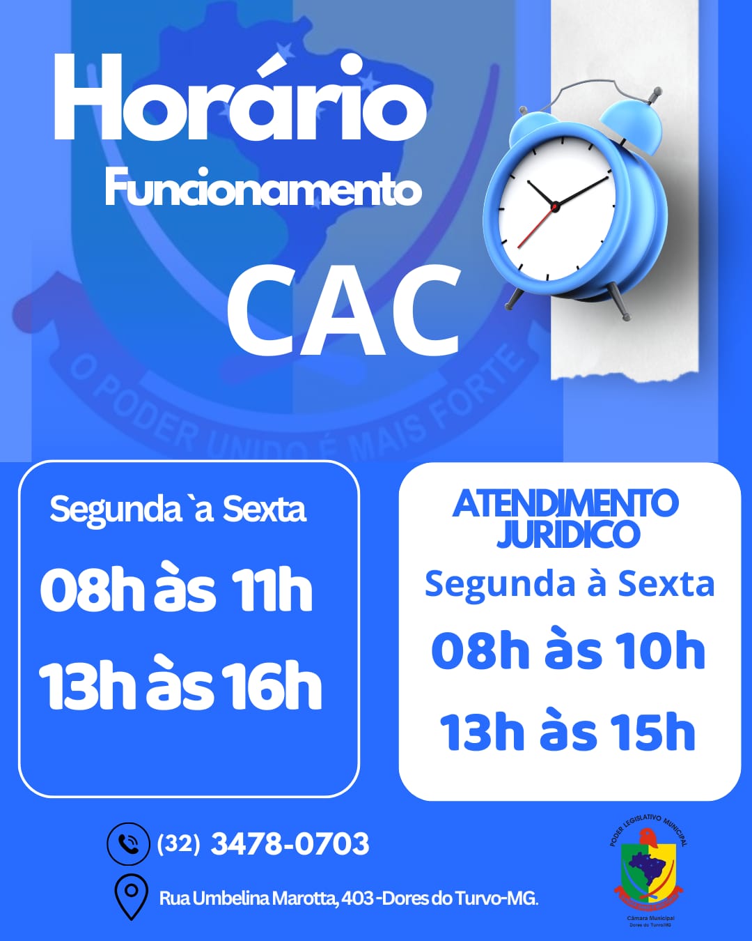 HORÁRIO FUNCIONAMENTO CAC